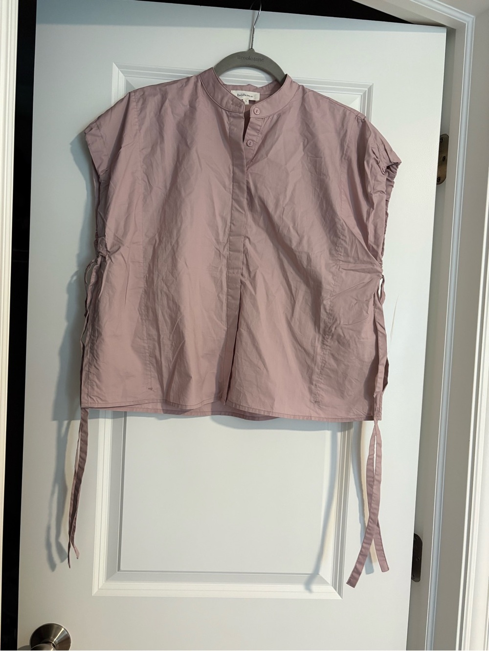 Bohme Lavender Drawstring Side Blouse Size Small